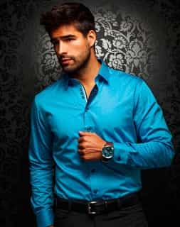 Designer Shirt: Men turquoise Shirt Casual Shirt