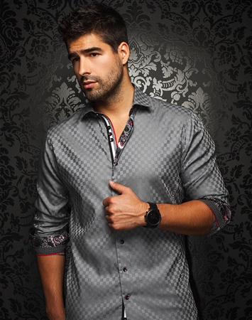Luxury Shirt: Men Charcoal Fashion Sport Shirt
