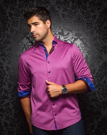 Designer Knit Dress Shirt: Vega Fuchsia