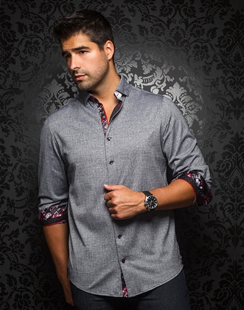 Designer Knit Dress Shirt: Vega Silver