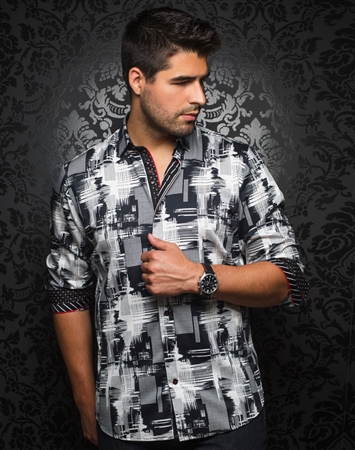 Designer Dress Shirt: Zulu White Black