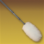 60" double extension (built-in) wool duster. Natural Color. Heavy-duty plastic handle.  (11.5" head with 20.5" long handle extends to 48.5")