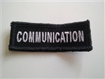 Communications 3"x3/4" White on Black