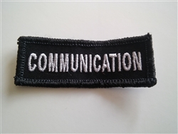 Communications 3"x3/4" White on Black