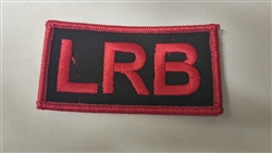 LRB Red on Black 1 1/2" x 3"