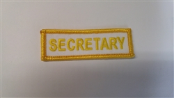 Secretary Patch Gold on White 3"x3/4"