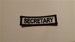 Secretary 3" x 1" Department Patch Black on White