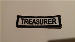 Treasurer 3" x 1" Department Patch Black on White