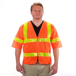 Class 3 Safety Vest Polyester Mesh Orange