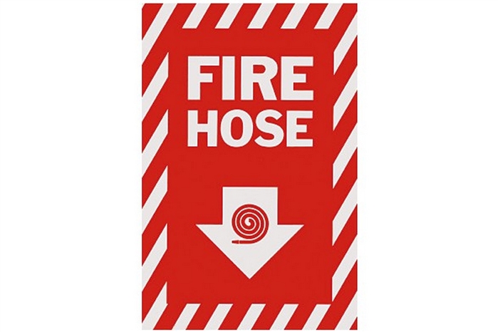 FIRE HOSE ARROW SIGN - 8" X 12"