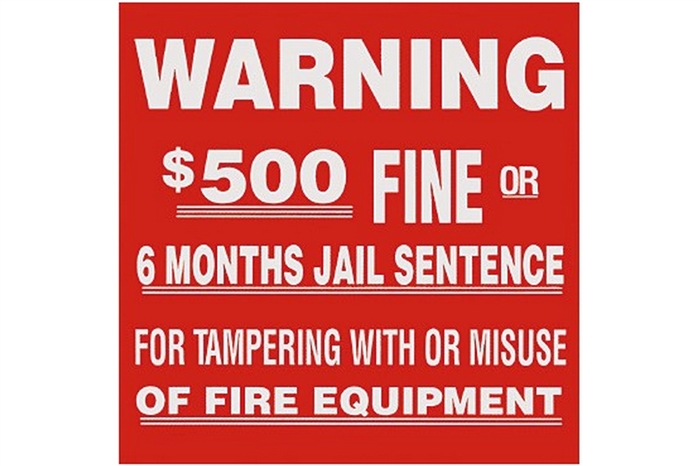 WARNING $500 FINE SIGN - 4" X 4"