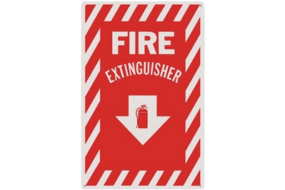 FIRE EXTINGUISHER ARROW SIGN - 8" X 12"