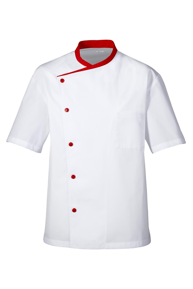 Juliuso short Sleeves Chef Jacket white with red trim