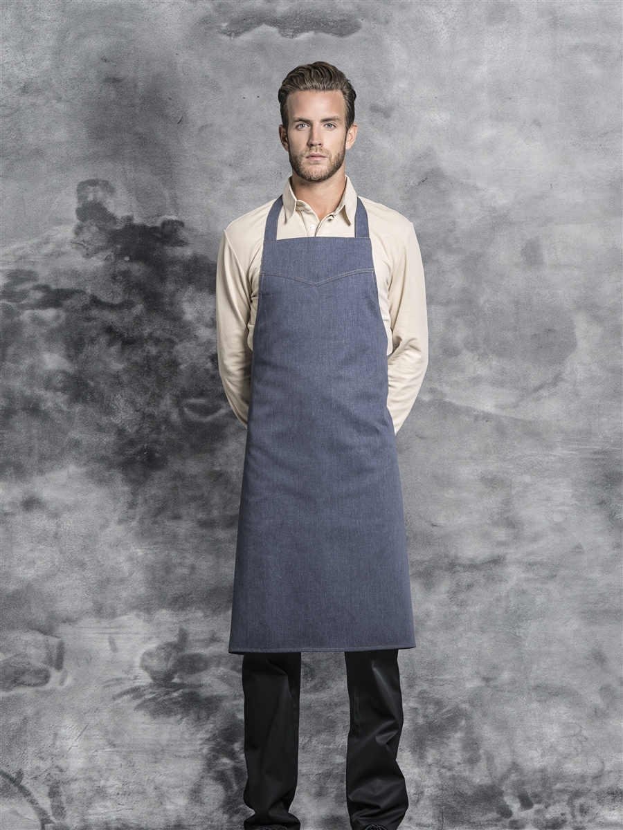 Iowa bib apron denim with adjustable neck strapp