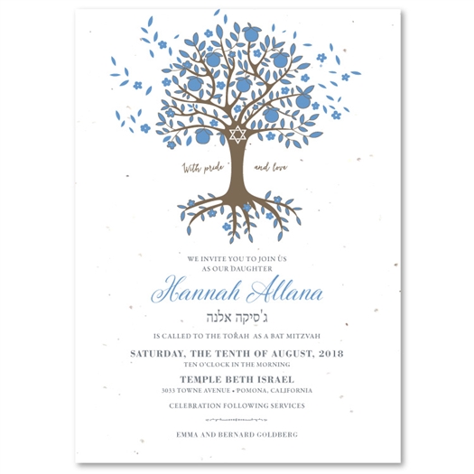 Tree of life Bar Bat Mitzvah Invitations | Abundant Blessings