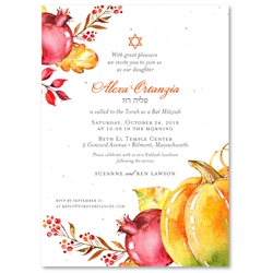 Fall Themed Bat Mitzvah Invitations | Abundant Harvest