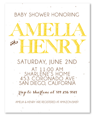 Baby Shower Invitations ~ Antique Lettering (seeded paper)