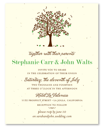 Apple Tree wedding invitations with green apple