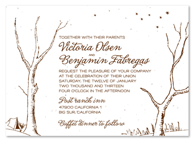 Big Sur Themed Invitations on Garden Herbs Seeded Paper ~ (Desert Brown and Chocolate)