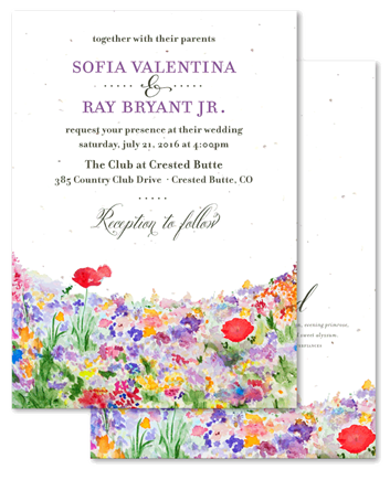 Wildflowers Wedding Invitations on white seeded paper - Bright & Happy