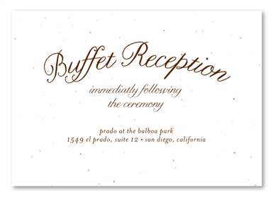 Green Wedding Insert cards ~ Buffet Reception (seeded paper)