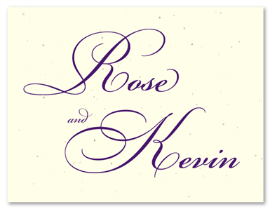 Eco-Friendly Wedding Invitations on Seeded Paper ~ Calligraphy by ForeverFiances Weddings (Cream and Deep Purple)