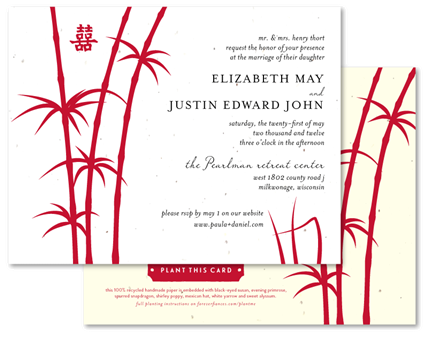 Seeded Paper Invitations ~ Chinese Bamboo by ForeverFiances Weddings