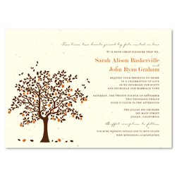 Apple Tree wedding Invitations on cream seeded paper