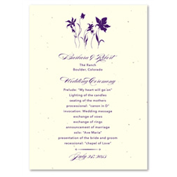 Colorado Wildflowers Wedding Programs on Cream seeded Paper