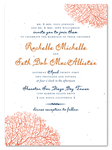 Coral Reef  Beach Wedding Invitations on White Seeded Paper (Teal and Coral Orange)