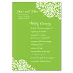 Green Wedding Programs ~ Damask (unique on recycled paper)