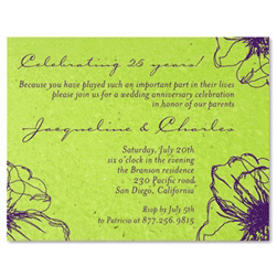 Green Wedding Anniversary Invitations ~ Drawn Poppy