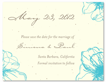 Floral Save the Date cards ~ Drawn Poppy (seeded paper)