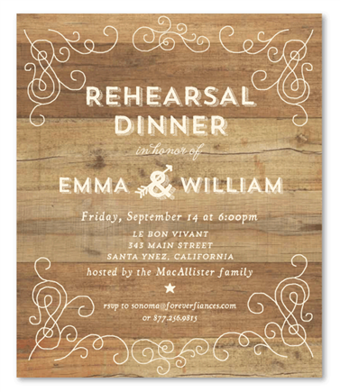 Rustic Reception Rehearsal Dinner Invitations