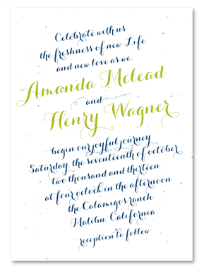 Script Wedding Invitations ~ Elegant & Pretty (seeded paper, plantable)