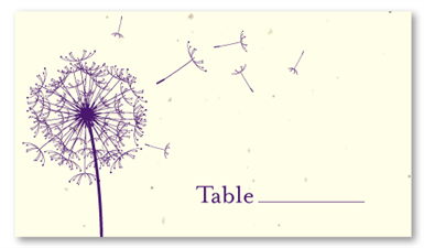 Seeded Paper Dandelion Table Cards | Ever Wish (Deep Purple, Nature's Green)