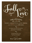 Brown Chalk Wedding Invitations - Fall in Love