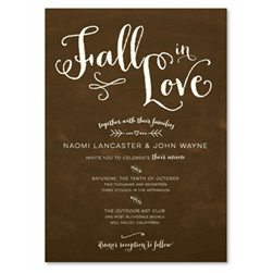 Brown Chalk Wedding Invitations - Fall in Love