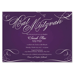 Purple Bat Mitzvah Invitations | Fancy Scrolls