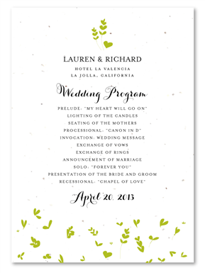 Seeded Paper Wedding Programs ~ Flying Leaves