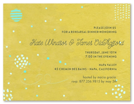 Recycled Rehearsal Dinner Invitations - Green Party