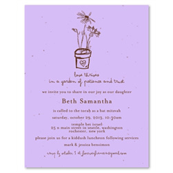 Green Bat Mitzvah Invitations | Gardening (seeded)