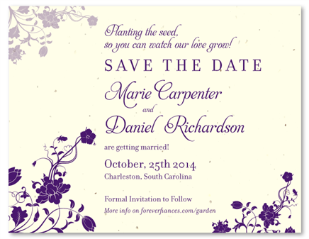 Save the Date cards on Plantable Paper | Garden's Jewels by ForeverFiances