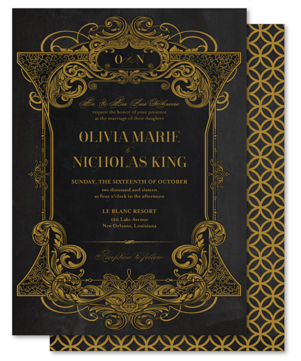 Chalkboard Wedding Invitations | Golden Gatsby