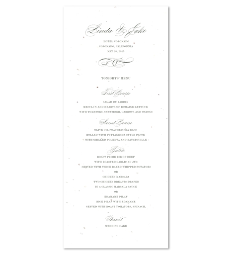 Elegant Wedding Menus | Graceful Chic