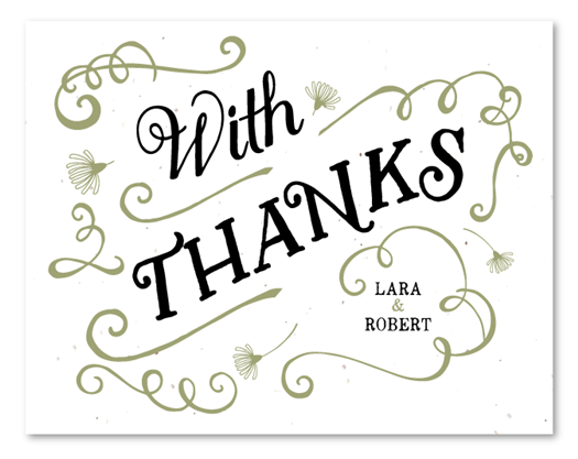 Graceful Vines Thank you cards on seeded paper