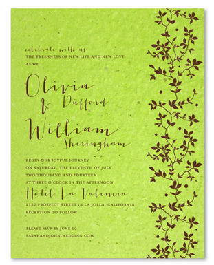 Garden Herbs Green Wedding Invitations ~ Green Vines (seeded)