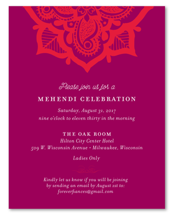 Mehndi Insert Cards on purple 100% Recycled Paper | Henna Flower (also in pink and orange)