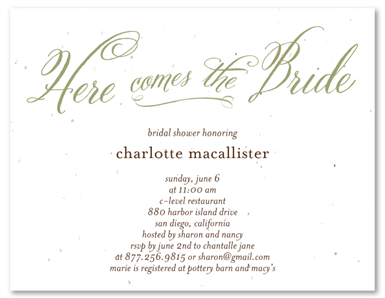 Bridal Shower Invitations ~ Here Comes The Bride