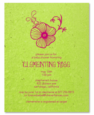 Baby Shower Invitations ~ Hungry Bunny (seeded paper)